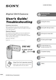 Sony Cyber-shot M2 manual. Camera Instructions.